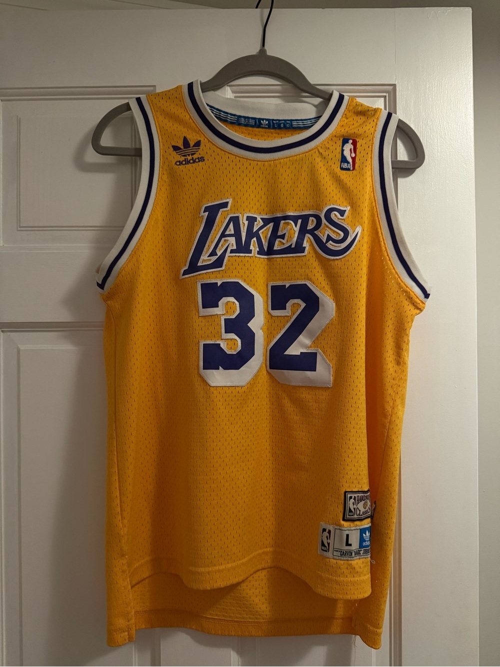 adidas Los Angeles Lakers #32 Gold and Purple Jersey